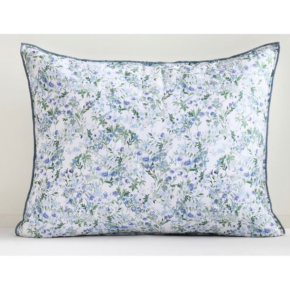 Pottery Barn 2 AERIN Floral Reversible 100%  Cotton Shams, NWT, Retail $79 - Picture 3 of 7